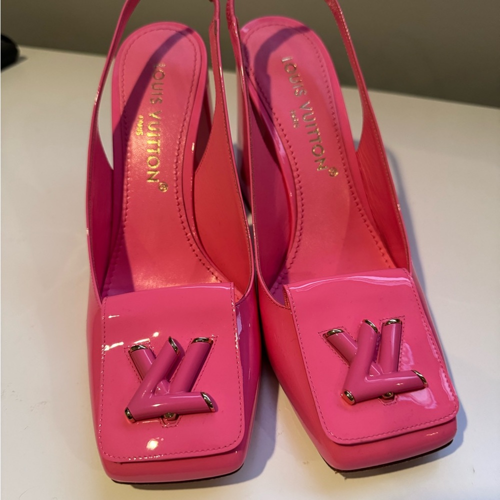 Louis Vuitton Pink Square-Toed Heels